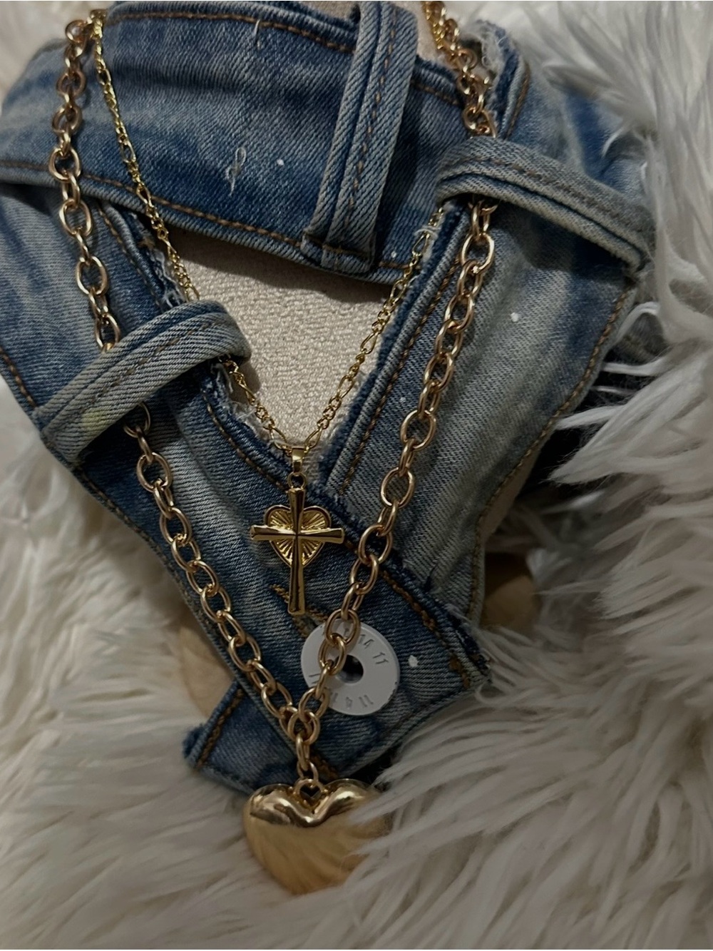 Classic Blue Women's Denim Jeans choker handcrafted non tarnished necklaces x2